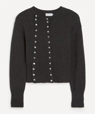Caspar The Label Women's Charcoal Poet Cotton-cashmere Cardigan In Gray