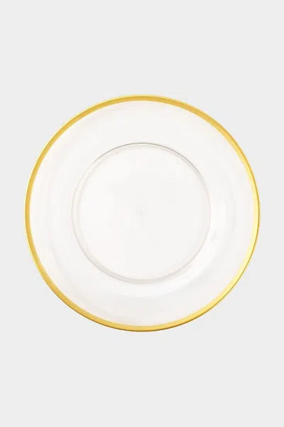Caspari Acrylic Plate Charger In Clear With Gold Rim