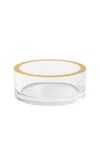 Caspari Acrylic Wine Bottle Coaster In Clear With Gold Rim