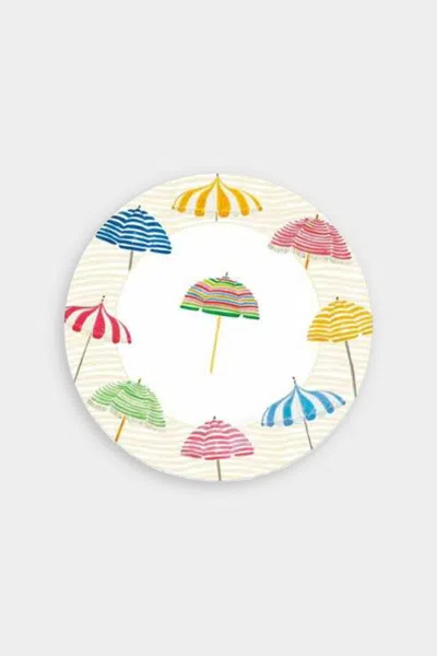 Caspari Beach Umbrellas Paper Salad & Dessert Plates - 8 Per Package In Blue
