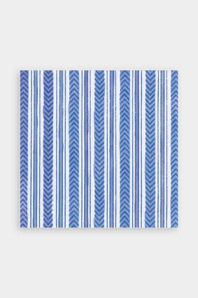 Caspari Carmen Stripe Paper Luncheon Napkins In Blue