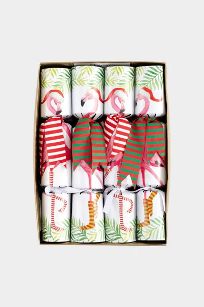 Caspari Christmas Flamingos Celebration Crackers In Multi