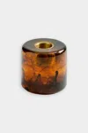 Caspari Cylinder Resin Candleholder In Tortoiseshell