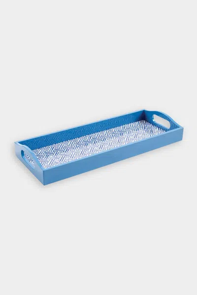 Caspari Fretwork Lacquer Bar Tray In Blue