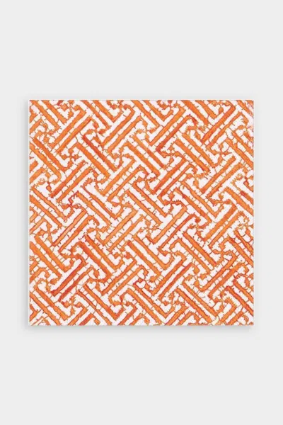 Caspari Fretwork Paper Luncheon Napkins In Orange