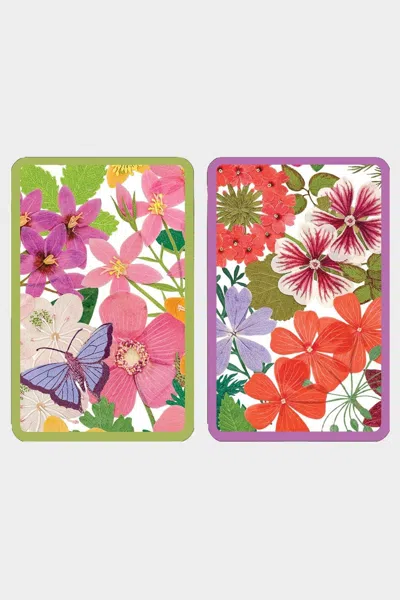Caspari Halsted Floral Playing Cards - 2 Decks Included In Black