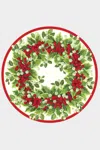 Caspari Holly And Berry Wreath Round Paper Placemats