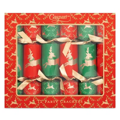 Caspari Little Reindeer Mini Crackers, Set Of 12
