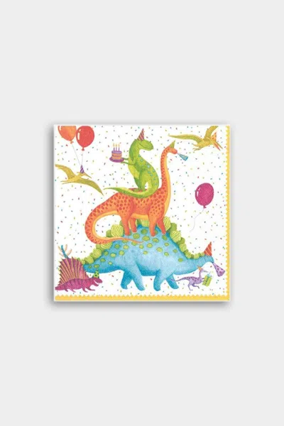 Caspari Partysaurus Paper Cocktail Napkins In Multi