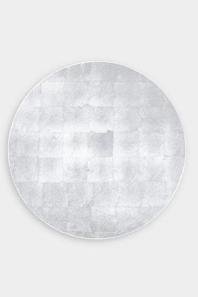 Caspari Silver Round Lacquer Placemat In White