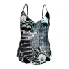 Cassandra Hone Women's Black / Blue Silk Camisole - Metallic Crocodile & Bubbles Print In Black/blue