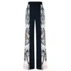 Cassandra Hone Women's Black / White / Pink Black Crepe Trouser With Silk Printed Sides In Black/white/pink