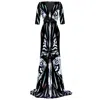 Cassandra Hone Women's Blue / Black / White Silk Evening Gown - Beetle Shell Print In Blue/black/white