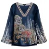 Cassandra Hone Women's Blue Mosaic Monkey Print Silk Blouse Navy In Blue
