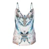 Cassandra Hone Women's Blue / White / Pink Silk Camisole - Marble Print In Blue/white/pink