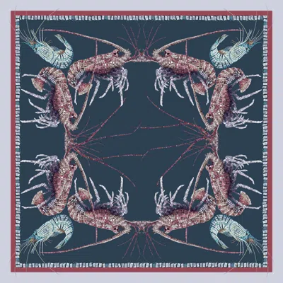 Cassandra Hone Women's Lobster & Prawn Mosaic Large Square Silk Scarf In Multi