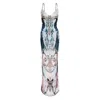 Cassandra Hone Women's Neutrals / Blue / White Silk Slip Dress - Ocean Print In Blue/white