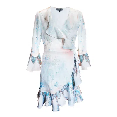 Cassandra Hone Women's Silk Wrap Dress Mini - White