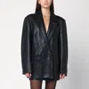 Cassell Black Double-breasted Leather Jacket In Black