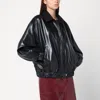 Cassell Black Leather Bomber Jacket In Multi