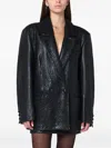 Cassell Black Double-breasted Leather Jacket In Black