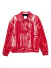 Cassell Embossed Leather Bomber Jacket In Red
