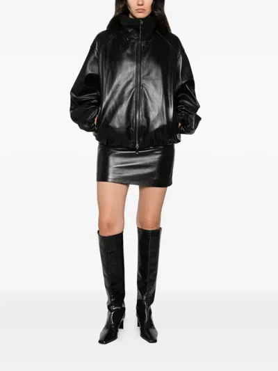 Cassell Leather Mini Skirt In Black