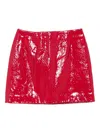 Cassell Leather Mini Skirt In Red