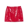 Cassell Leather Mini Skirt In Red