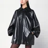 Cassell Oversized Black Leather Jacket In Black