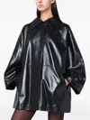 Cassell Oversized Black Leather Jacket In Black