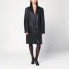 Cassell Single-breasted Black Leather Coat In Black