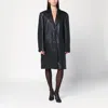 Cassell Single-breasted Black Leather Coat In Black