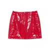 Cassell Leather Mini Skirt In Red