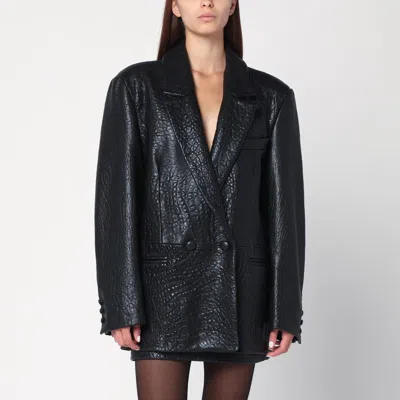Cassell Women's Double-breasted Leather Jacket In Black