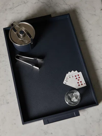Cassigoli Ben Leather Tray  Abask Luxury Gift In Blue
