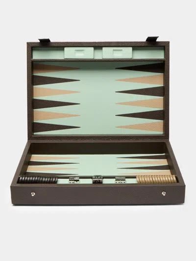 Cassigoli Leather Backgammon Set  Abask Gift Set In Green