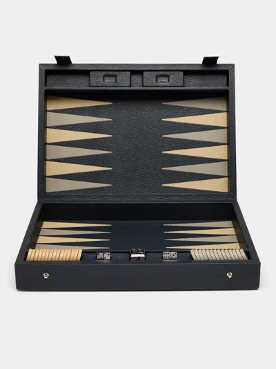 Cassigoli Leather Backgammon Set  Abask Gift Set In Black
