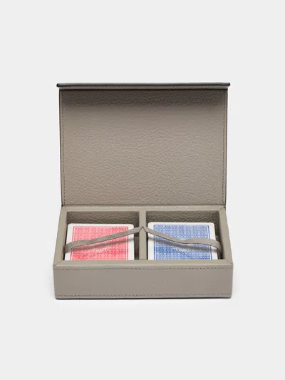 Cassigoli Leather Playing Cards Set  Abask Gift Set In Neutral