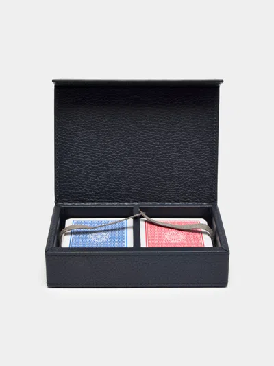 Cassigoli Leather Playing Cards Set  Abask Gift Set In Black