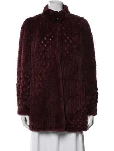Pre-owned Cassin Fur Fur Coat In Burgundy