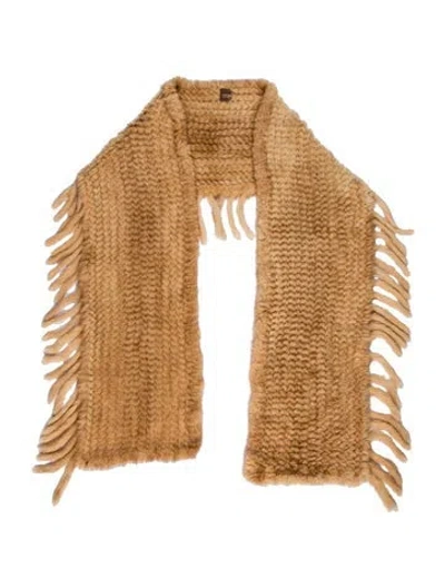 Pre-owned Cassin Fur Printed Scarf In Neutral