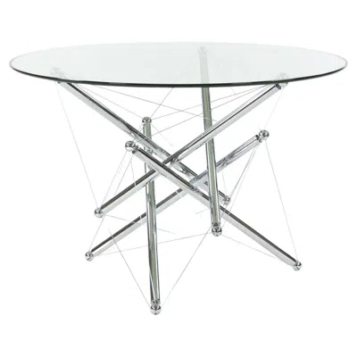 Pre-owned Cassina 1980s Theodore Waddell For  714 Tensegrity Chromed Steel Dining Table In Gray