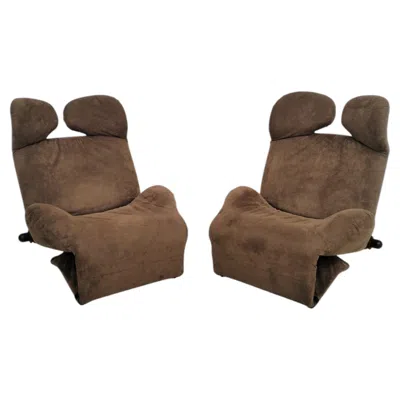 Pre-owned Cassina 2 Chaise Longues Lounge Chairs Wink By Toshiyuki Kita Per  80s In Brown