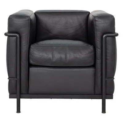 Pre-owned Cassina 2000s Le Corbusier For  Lc2 Petite Club Lounge Chair In Black Leather