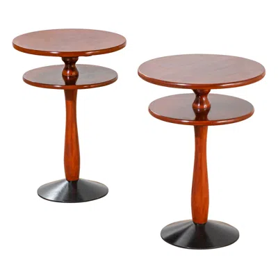 Pre-owned Cassina 20th Century, Gio Ponti For  Pair Of Wooden Gueridòn In Brown