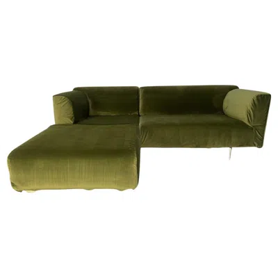 Pre-owned Cassina “250 Met” L-shape Sofa In Green Velvet