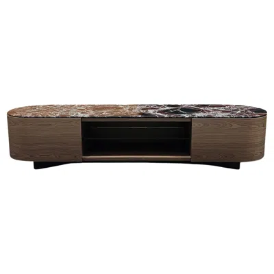 Pre-owned Cassina 558 Rondos Chest Of Drawers In Walnut- 2 Drawers With Open Compartment In Brown