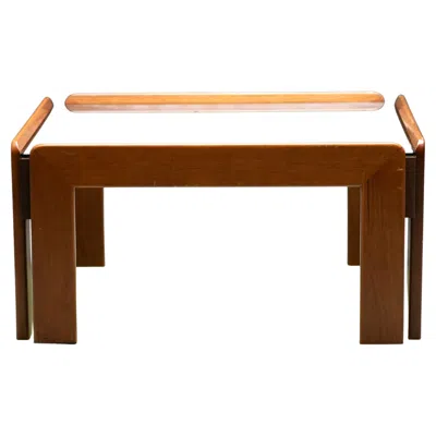 Pre-owned Cassina Afra And Tobia Scarpa Coffee Table In Walnut And Glass, Italy, 1960's In Brown