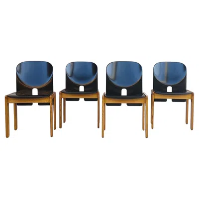 Pre-owned Cassina Afra & Tobia Scarpa Set Of Four 121 Chairs By  1960s Italy In Brown